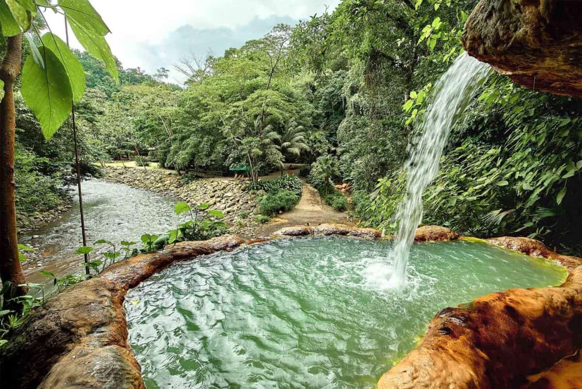 Natural hot spring along my Costa Rica solo travel itinerary near Arenal